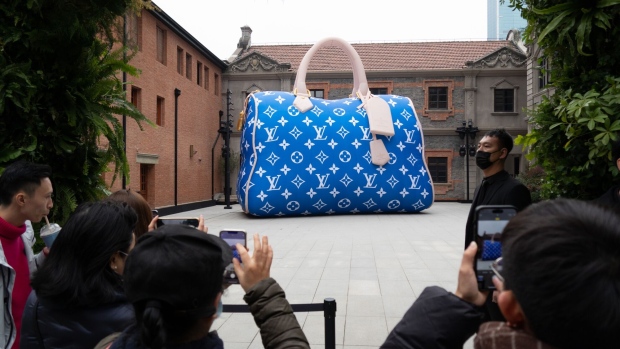 A giant Louis Vuitton bag on display in Shanghai Source: Future Publishing/Getty Images