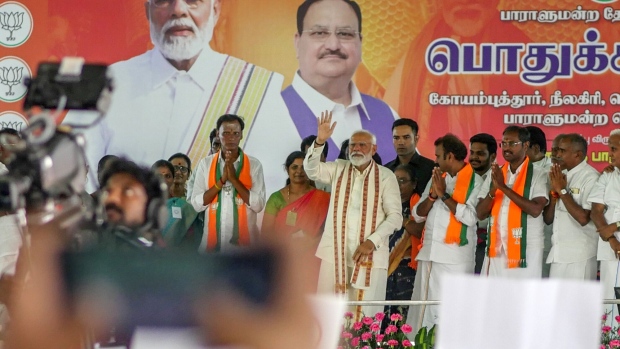 <p>Narendra Modi during a campaign rally in Coimbatore, Tamil Nadu, India.</p>
