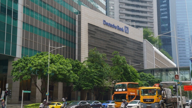 <p>Deutsche Bank at the One Raffles Quay complex in Singapore.</p>