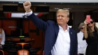 <p>Donald Trump gestures at the F1 Grand Prix of Miami at Miami International Autodrome on May 5.</p>