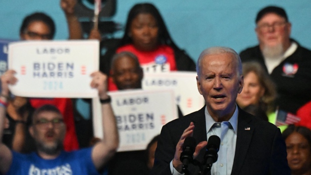 Joe Biden adressess union workers in Philadelphia, Pennsylvania in June.