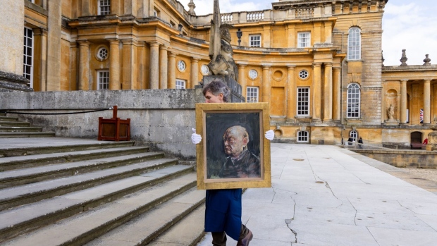 WOODSTOCK, ENGLAND - APRIL 16: One of the best surviving portraits of Sir Winston Churchill by Graham Sutherland is unveiled at Blenheim Palace on April 16, 2024 in Woodstock, England. This June, Sotheby’s will offer the portrait of Sir Winston Churchill, an intimate painted study for the infamous work that was destroyed following Churchill’s rancour. In a fitting tribute to Churchill's 150th anniversary, the painting will be on view to the public from 16 – 21 April at Blenheim Palace, Churchill’s birthplace and the Oxfordshire home of the Churchill family. The painting will then travel to Sotheby’s New York (3-16 May) and London (25 May-5 June), before going under the hammer in its auction debut at Sotheby's London on 6 June with an estimate of £500,000 – 800,000. (Photo by Tristan Fewings/Getty Images for Sotheby's) Photographer: Tristan Fewings/Getty Images Europe