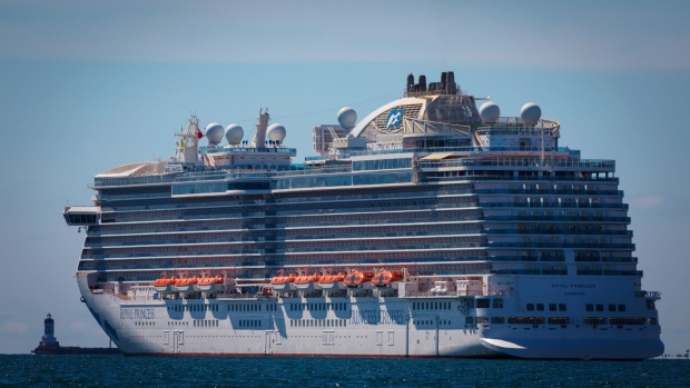 The Carnival Corp. Royal Princess cruise ship sits docked outside the Port of Los Angeles in Los Angeles, California, U.S., on Sunday, March 8, 2020. The Centers for Disease Control and Prevention (CDC) issued a no-sail order to the Royal Princess as officials warned Americans over the weekend to avoid cruise ships. Photographer: Tim Rue/Bloomberg