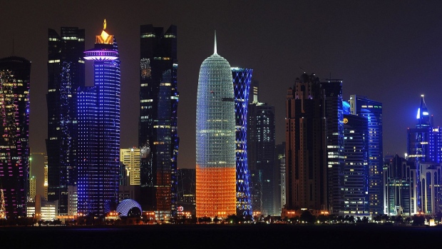 DOHA, QATAR - JANUARY 07: The illuminate skyline of Doha is seen on January 7, 2014 in Doha, Qatar. (Photo by Lars Baron/Getty Images) Photographer: Lars Baron/Getty Images Europe