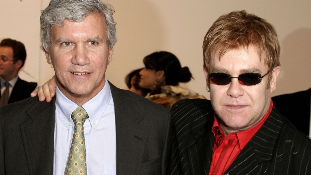 Larry Gagosian and Elton John in Beverly Hills in 2004.