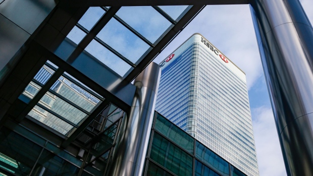 The global headquarters for HSBC Holdings Plc in Canary Wharf financial, business and shopping district, in London, U.K., on Thursday, Jan. 7, 2021. Persimmon Plc, the U.K.’s biggest housebuilder, said the long-term outlook for the country’s housing market remained resilient despite the economic gloom and latest national lockdown. Photographer: Hollie Adams/Bloomberg