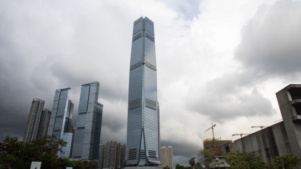 The International Commerce Centre (ICC) building, which houses the offices of Deutsche Bank AG, stands in Hong Kong, China, on Sunday, July 7, 2019. Deutsche Bank's radical overhaul is slowly taking shape, with a cull of top leadership and better visibility on how many jobs will be cut and how big its non-core bad bank unit will be. Photographer: Kyle Lam/Bloomberg