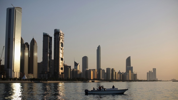 ABU DHABI, UNITED ARAB EMIRATES - FEBRUARY 05: A general view of the city skyline at sunset from Dhow Harbour on February 5, 2015 in Abu Dhabi, United Arab Emirates. Abu Dhabi is the capital of the United Arab Emirates and the second most populous city after Dubai with a population of around two million people. (Photo by Dan Kitwood/Getty Images)