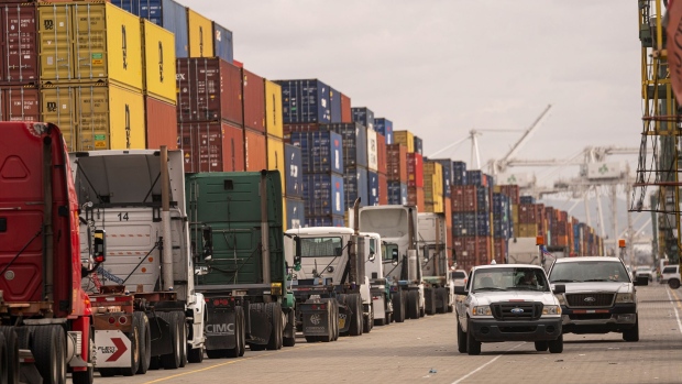The Port of Oakland in Oakland, California, U.S., on Tuesday, Oct. 26, 2021. A supply-chain crunch that stretches from overseas manufacturers into American ports and retail stores threatens the American holiday shopping season.