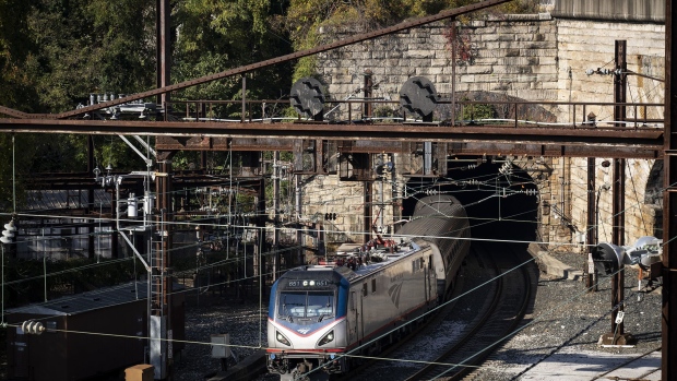 An Amtrak train at the Baltimore and Potomac Tunnel on Nov. 10.