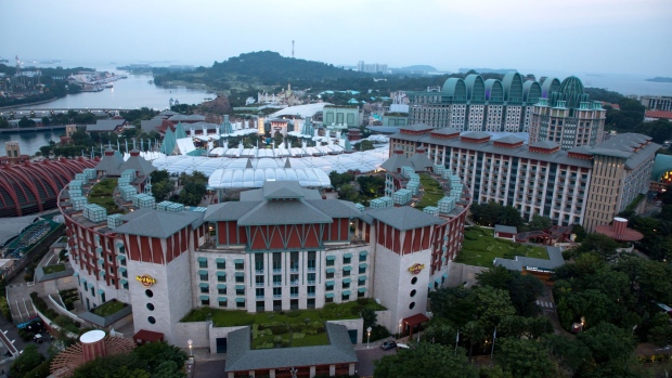 The Resorts World Sentosa integrated resort and casino complex, operated by Genting Singapore Plc., stands on Sentosa Island in Singapore, on Saturday, June 9, 2018. U.S. President Donald Trump and North Korean leader Kim Jong Un will hold their historic Singapore summit at the Capella Hotel on the city-states Sentosa Island on June 12.