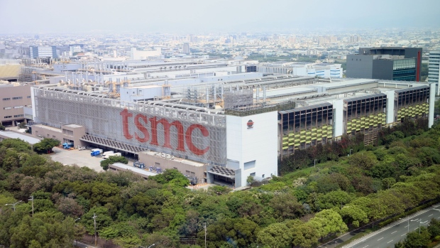 The Taiwan Semiconductor Manufacturing Co. (TSMC) building at the Central Taiwan Science Park in Taichung, Taiwan, on Friday, April 8, 2022. TSMC revenue rose to a record in the first quarter on demand for chips used in smartphones, computers and cars, while a prolonged shortage helped to boost prices.