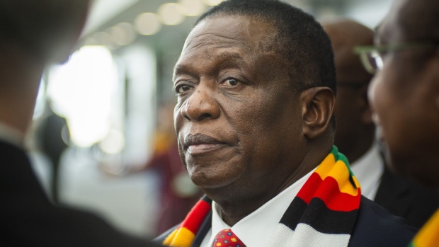 Emmerson Mnangagwa, Zimbabwe's president, arrives for a Bloomberg Television interview on the opening day of the 28th World Economic Forum (WEF) on Africa in Cape Town, South Africa, on Wednesday, Sept. 4, 2019. The World Economic Forum on Africa meeting runs from 4-6 September.