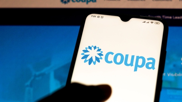 In this photo illustration the Coupa Software logo is seen displayed on a smartphone.  Photographer: Rafael Henrique/SOPA Images/LightRocket/Getty Images
