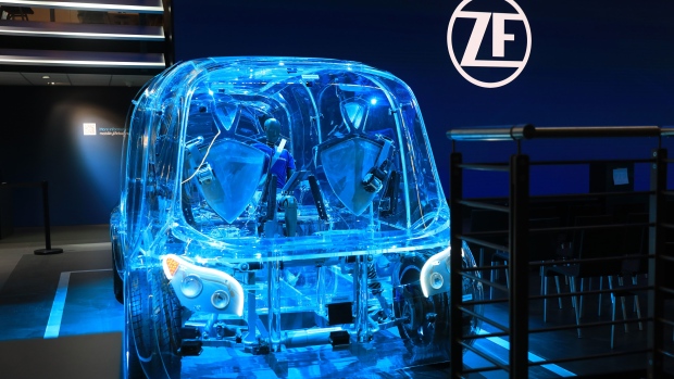 A transparent automobile sits on the ZF Friedrichshafen AG exhibition stand ahead of the IAA Frankfurt Motor Show in Frankfurt, Germany, on Monday, Sept. 9, 2019. The 68th IAA show runs from Sept. 12-22.