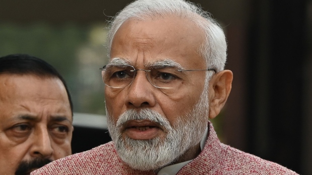 Narendra Modi, India's prime minister, addresses the media at the Parliament House in New Delhi, India, on Wednesday, on Dec. 7, 2022. India’s parliament begins its winter session that’s likely to conclude on Dec. 29.