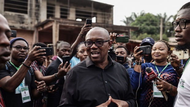 Peter Obi on February 25, 2023. Photographer: Patrick Meinhardt/AFP/Getty Images