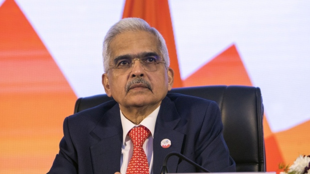 Shaktikanta Das, governor of the Reserve Bank of India (RBI), during a news conference at the Group of 20 (G-20) finance ministers and central bank governors meeting in Bengaluru, India, on Saturday, Feb. 25, 2023. The world's most powerful finance ministers and central bank chiefs are gathering this week, with the one-year anniversary of Russia’s invasion of Ukraine — and its impacts on the global economy — looming over an agenda focused on the risks of debt distress and fighting inflation.