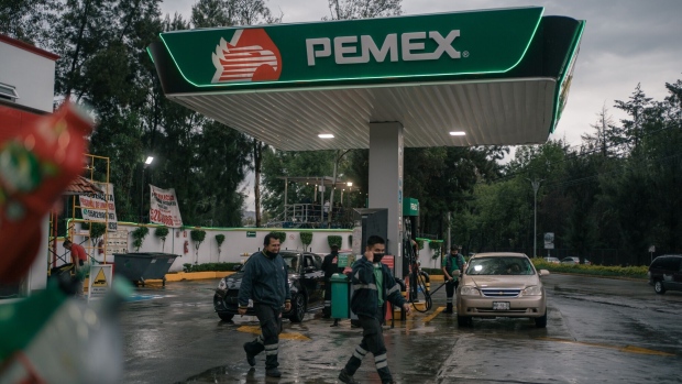 A Petroleos Mexicanos (PEMEX) gas station in Naucalpan, Mexico State, Mexico, on Saturday, Aug. 13, 2022. Soaring prices of food and fuel across Latin America are hitting the poor the hardest, creating a political tinderbox that’s a warning to the world.