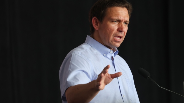 ANKENY, IOWA - JULY 15: Republican presidential candidate Florida Governor Ron DeSantis speaks at U.S. Rep. Zach Nunn’s “Operation Top Nunn: Salute to Our Troops" fundraiser on July 15, 2023 in Ankeny, Iowa. Yesterday DeSantis joined several other Republican presidential candidates at the Family Leadership Summit in nearby Des Moines. (Photo by Scott Olson/Getty Images)