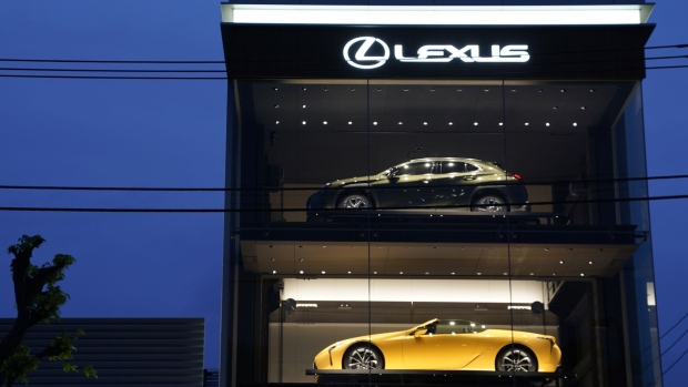 Lexus automobiles displayed at a Toyota Motor Corp. Lexus dealership in Tokyo, Japan, on Monday, May 10, 2021. While the situation is likely to grow murkier in the summer, so far Toyota has emerged largely unscathed from the chip shortage miring its competitors.