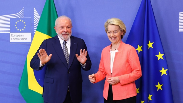 Ursula von der Leyen with Brazilian President Luiz Inacio Lula da Silva during a July summit with the Community of Latin American and Caribbean States in Brussels. The EU saw the summit as a chance to reboot relations with the region as it competes for influence with China and tries to broaden support for Ukraine.