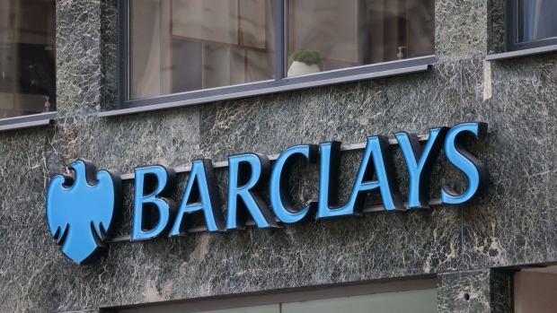 A sign at a Barclays Plc bank branch in London, UK, on Tuesday, July 25, 2023. Barclays are due to report first-half results on Thursday, July 27. Photographer: Hollie Adams/Bloomberg