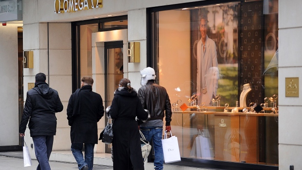 The Omega store on Rue du Rhone in Geneva. Photographer: Antoine Antoniol/Bloomberg
