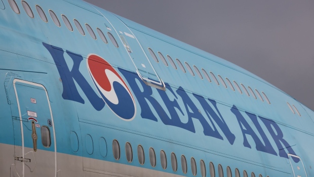 A Korean Air Lines jet at Incheon International Airport.