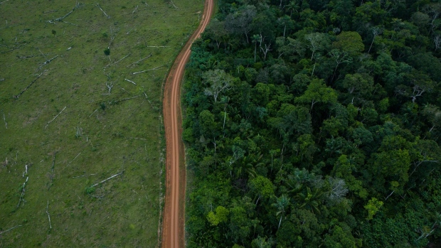 Aerial view of deforestation, near La Paz, Guaviare department, Colombia, on Sunday, July 30, 2023. Ivan Mordisco is a Colombian warlord with a cocaine empire and a bounty on his head. He is also doing more to protect the Amazon rainforest than almost anyone else on Earth.