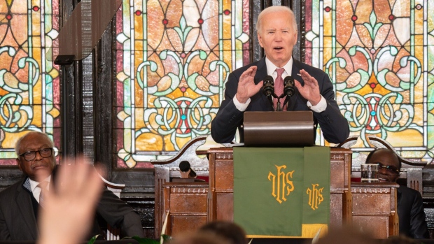 Joe Biden speaks during a campaign event at Emanuel AME Church in Charleston, South Carolina on Jan. 8