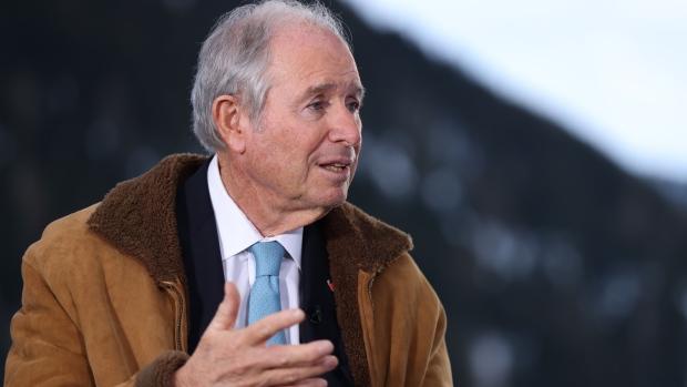 Steve Schwarzman, co-founder and chief executive officer of Blackstone Group Inc., during a Bloomberg Television interview on day three of the World Economic Forum (WEF) in Davos, Switzerland, on Thursday, Jan. 18, 2024. The annual Davos gathering of political leaders, top executives and celebrities runs from January 15 to 19.