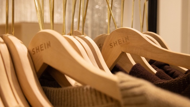 A Shein Group Ltd. pop-up store inside a Forever-21 store in the Times Square neighborhood of New York, US, on Friday, Nov. 10, 2023. Shein is touting its hopes for a valuation of as much as $90 billion as it lays the groundwork for an eventual US initial public offering, a level that far exceeds how the fast-fashion giant is valued in private trades, according to people familiar with the matter. Photographer: Yuki Iwamura/Bloomberg