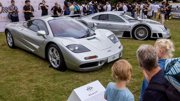 A McLaren F1 is displayed at the Gold Coast Motor Festival in Hong Kong, China, on Saturday, Nov. 11, 2023. The Gold Coast Motor Festival returns to Hong Kong for the first time since 2017, with around two dozens of the world's rarest classics, demonstrating the city's most exclusive collectors' taste for vintage and fast cars. Photographer: Paul Yeung/Bloomberg