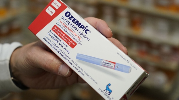 A box of Novo Nordisk A/S Ozempic brand semaglutide medication. Photographer: George Frey/Bloomberg