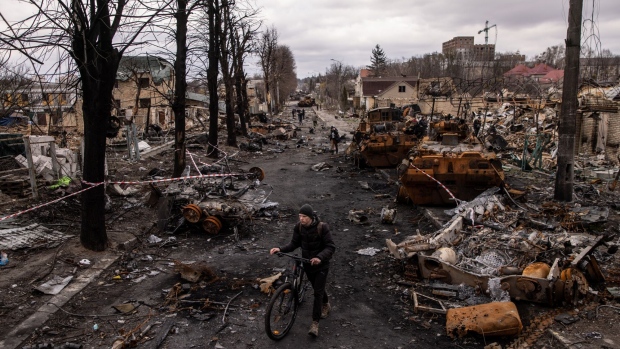 International sanctions were imposed on Russia in the weeks after Moscow’s invasion of Ukraine in February 2022. Photographer: Chris McGrath/Getty Images