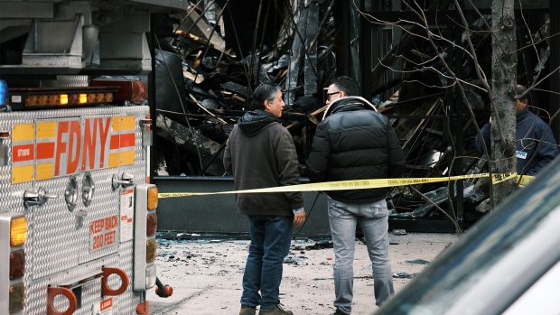 <p>The scene of a fire at a Bronx, New York, supermarket that fire officials are blaming on a faulty lithium-ion battery on March 6, 2023.</p>