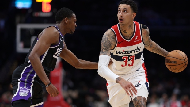 <p>Kyle Kuzma of the Washington Wizards during the first half at Capital One Arena in Washington on March 21.</p>
