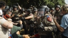 <p>Texas State Troopers in riot gear during a pro-Palestinian protest at the University of Texas (UT) in Austin, Texas, on April 24.</p>
