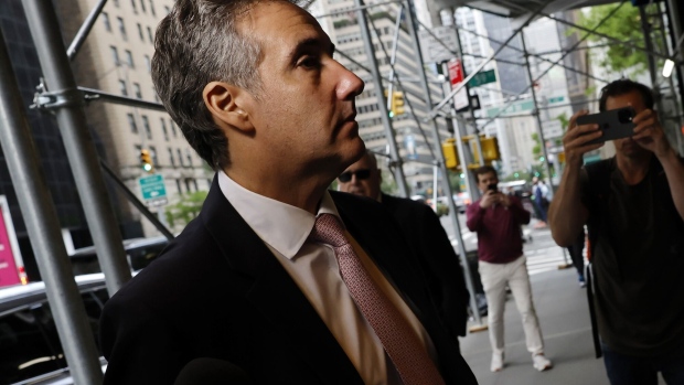 Michael Cohen arrives at his home after leaving Manhattan Criminal Court on May 13. Photographer: Michael M. Santiago/Getty Images