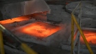 <p>Red hot molten copper is poured into molds in a Zijin foundry. </p>