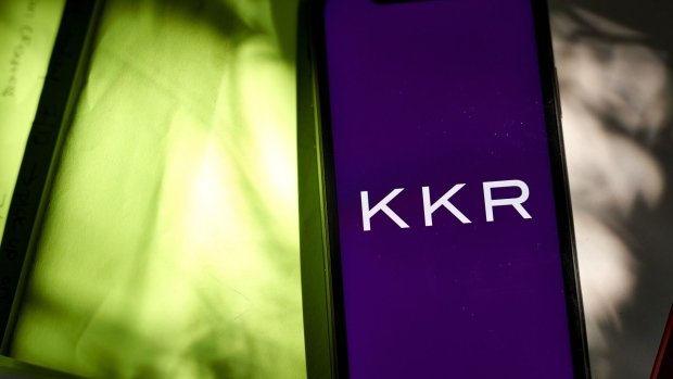 The KKR & Co. logo on a smartphone.