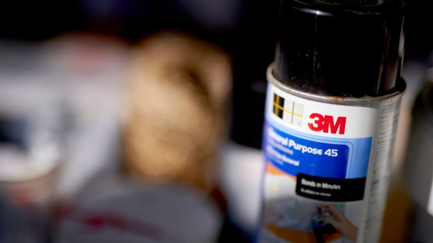 3M adhesive spray arranged for a photograph in Germantown, New York. The company adjusted its net income for 2023 for a $11.6 billion litigation expense.