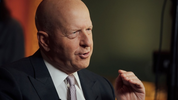 David Solomon, chief executive officer of Goldman Sachs Group Inc., during a Bloomberg Television interview in Versailles, France, on Monday, May 13, 2024. Solomon said he’s encouraged by French leaders’ efforts to make the country more friendly to business as Goldman Sachs Group Inc. has tripled its Paris headcount in recent years.