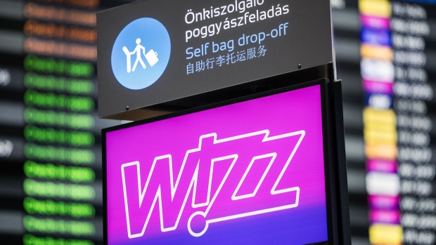 <p>Wizz Air branding at Budapest Ferenc Liszt International Airport.</p>