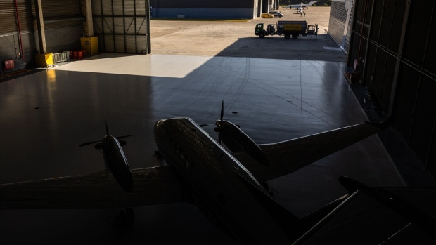 A private jet hangar at the Sao Paulo Catarina International Executive Airport (JHF) in Sao Roque, Sao Paulo state, Brazil, June 21, 2023.Brazil's only privately owned airport plans to double the number of hangars as demand for business jet travel booms. Photographer: Maira Erlich/Bloomberg