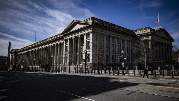 <p>The US Treasury building in Washington, DC.</p>