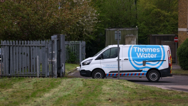 An engineer's van at the South Woodford pumping station, operated by Thames Water, in London.