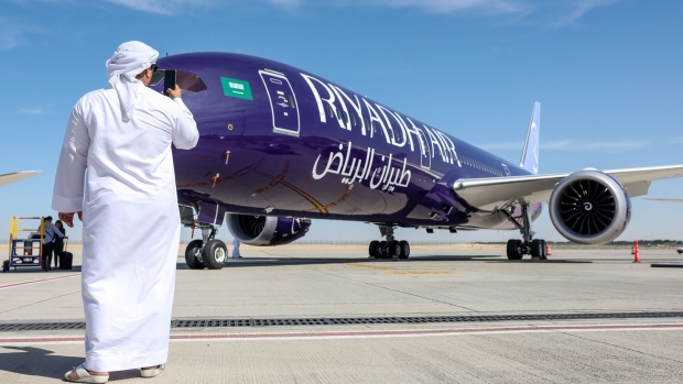 <p>A Riyadh Air Dreamliner aircraft.</p>