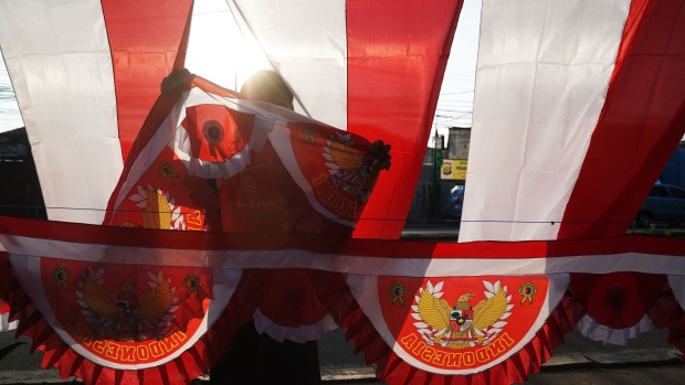 Indonesian flags and banners.